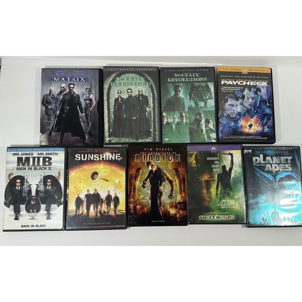 DVD Lot Sci Fi Action Matrix Sunshine Riddick Planet Of The Apes Paycheck